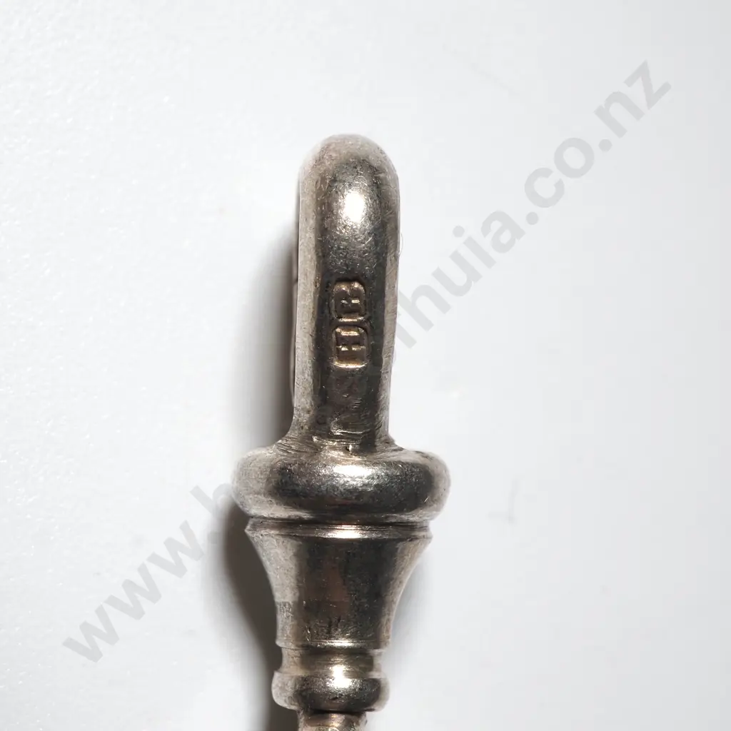 Sterling Silver Chain Link Watch Chain With T Bar & Shield Shaped Locker Image 1++