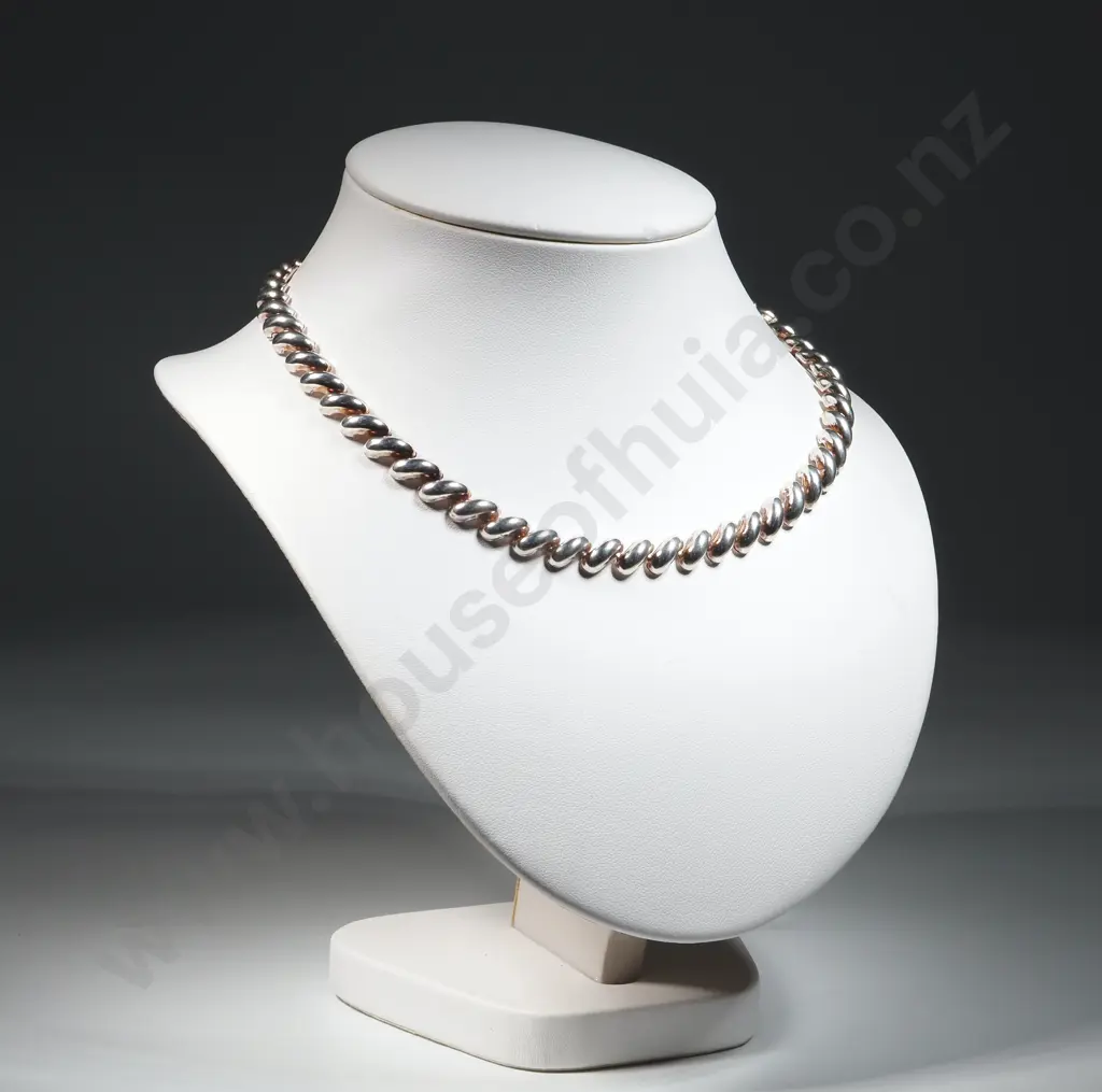Italian Sterling SIlver Fancy Link Necklace Image 1++