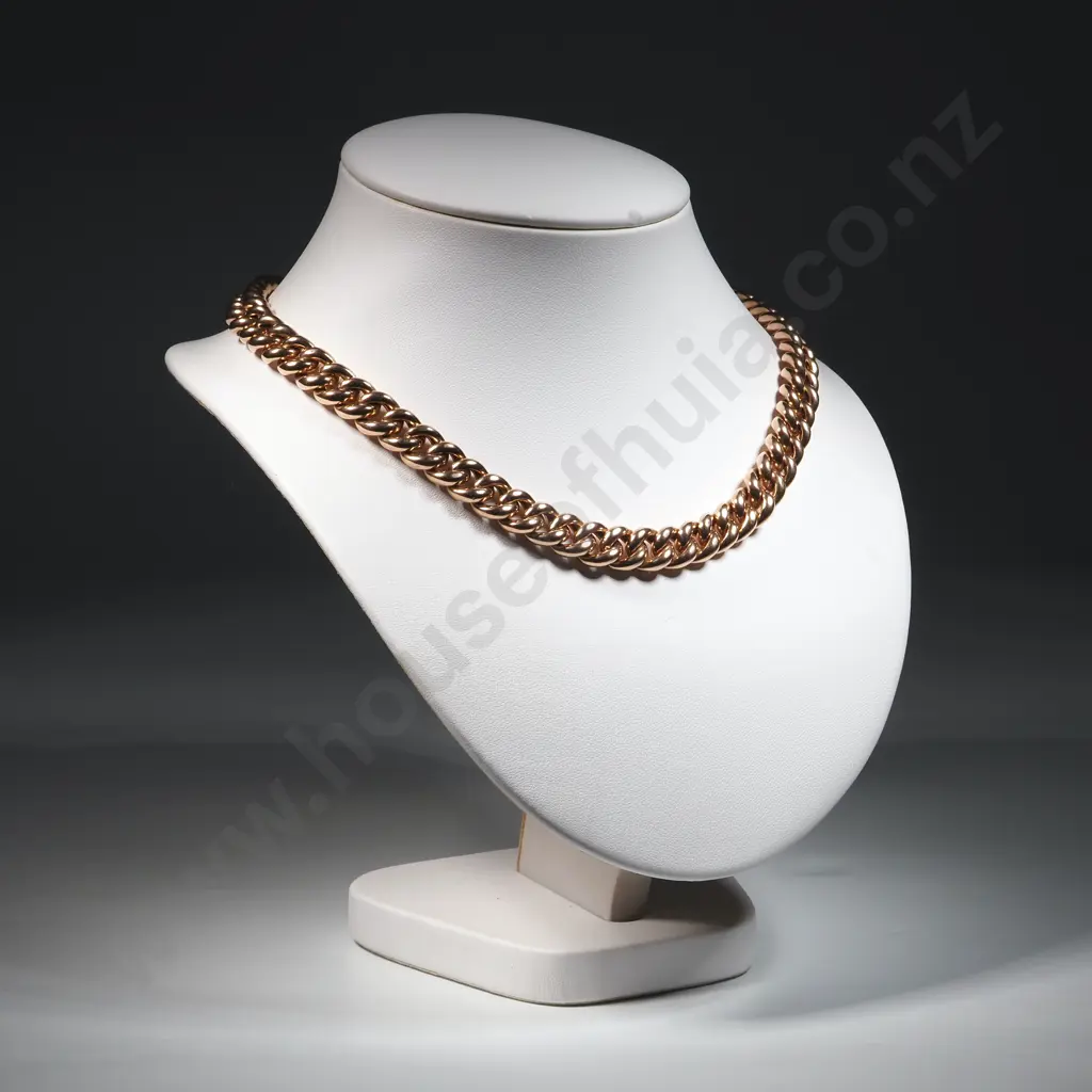 Substantial 9ct Rose Gold Curb Link Necklace Image 1++