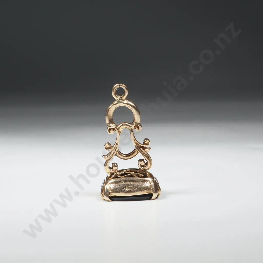 Antique 9ct Gold & Onyx Seal. Stamped Image 1++