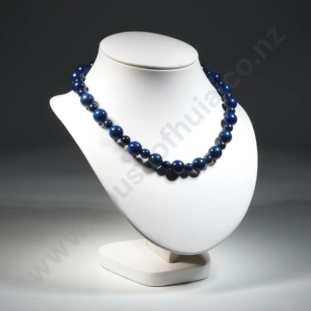 Lapis Round Beaded Necklace. Image 1++