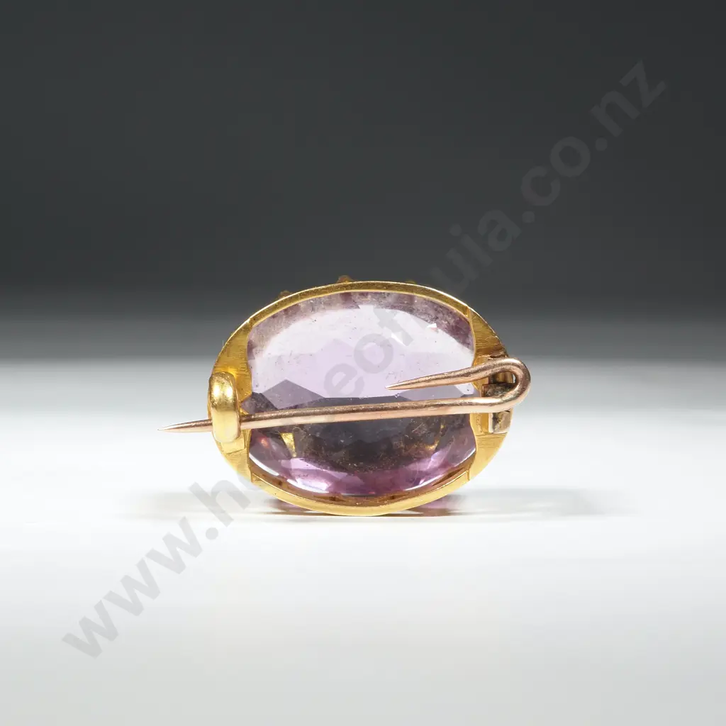 Antique 15ct Gold Amethyst Brooch Image 1++