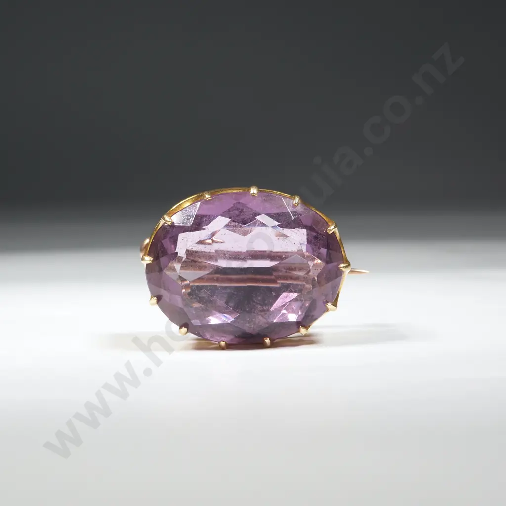 Antique 15ct Gold Amethyst Brooch Image 1++