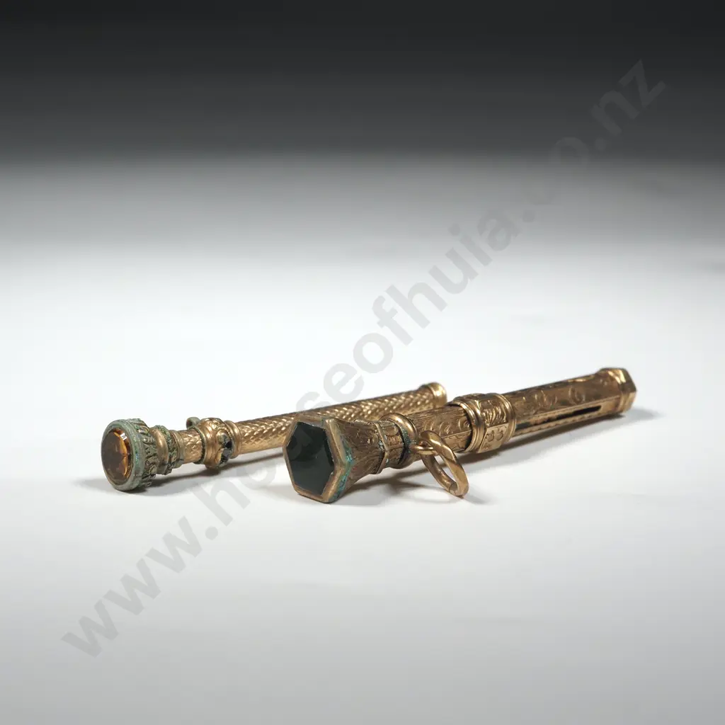 Two Rolled Gold Pencil Pendants A/F Image 1++