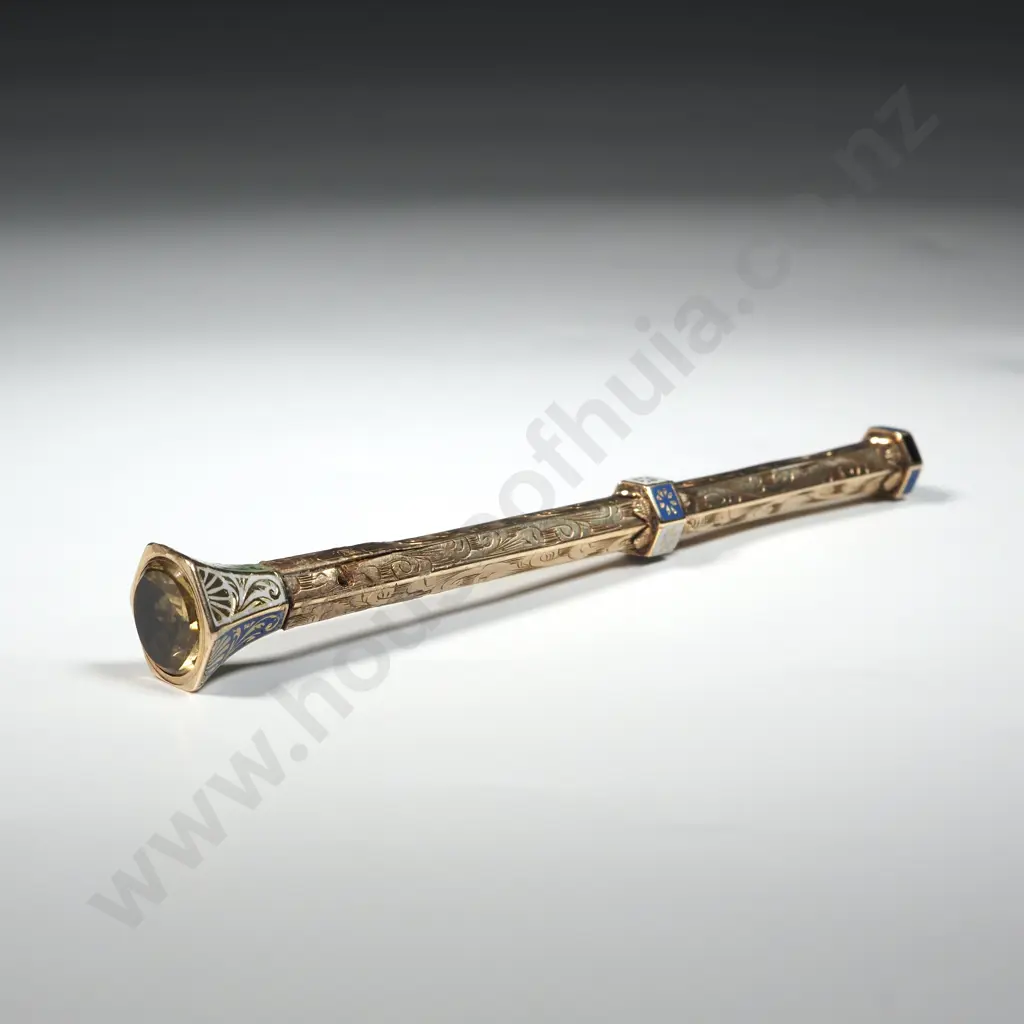 Large Antique 9ct Gold & Enamel  Pencil Image 1++