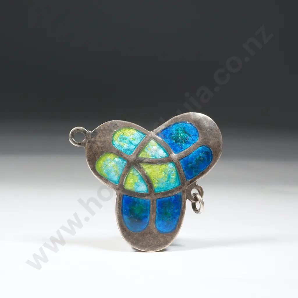 Fancy Enamel Arts & Crafts Sterling Silver Pendant Image 1++