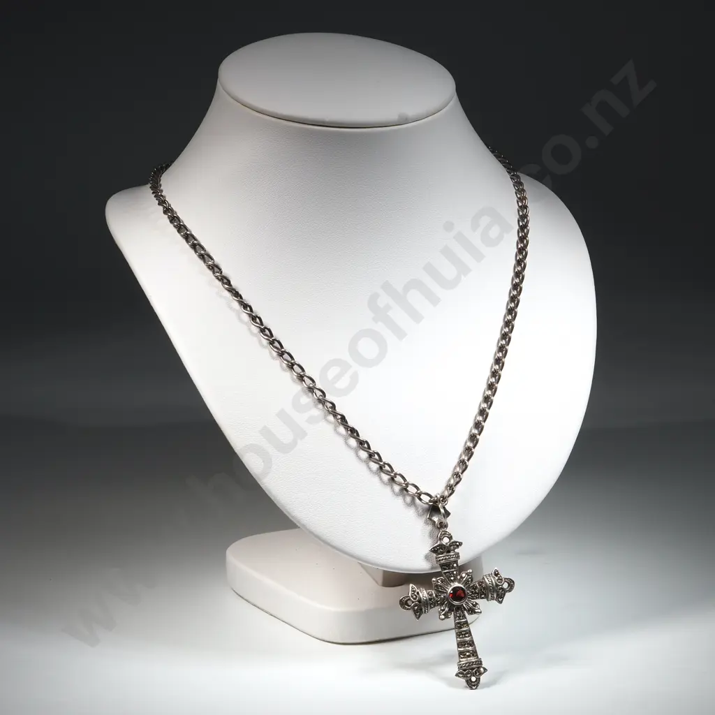 Sterling Silver Cross on Sterling Silver Chain Image 1++
