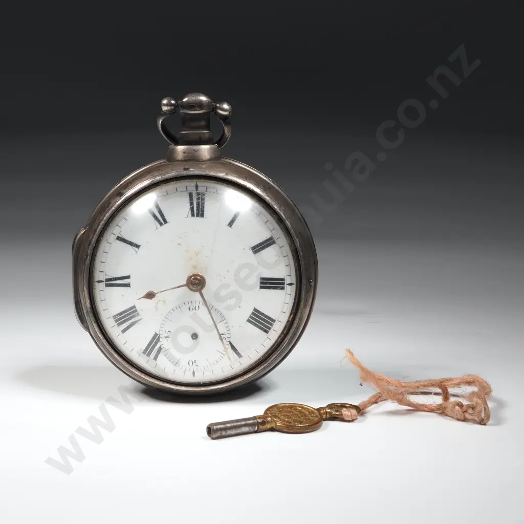 1814 Dated Sterling Silver Pear Case Pocket Watch w Later Key A/F Image 1++