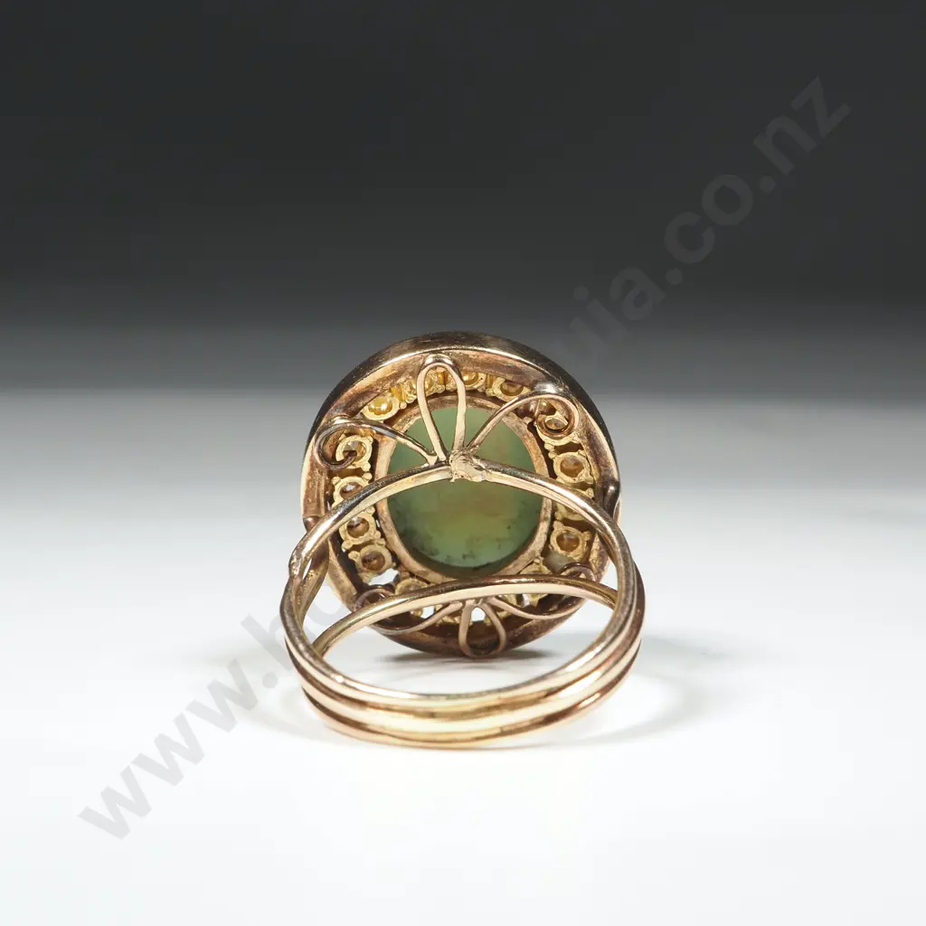 18ct Gold 16 Diamond Cat's Eye Chrysoberyl Ring Image 1++
