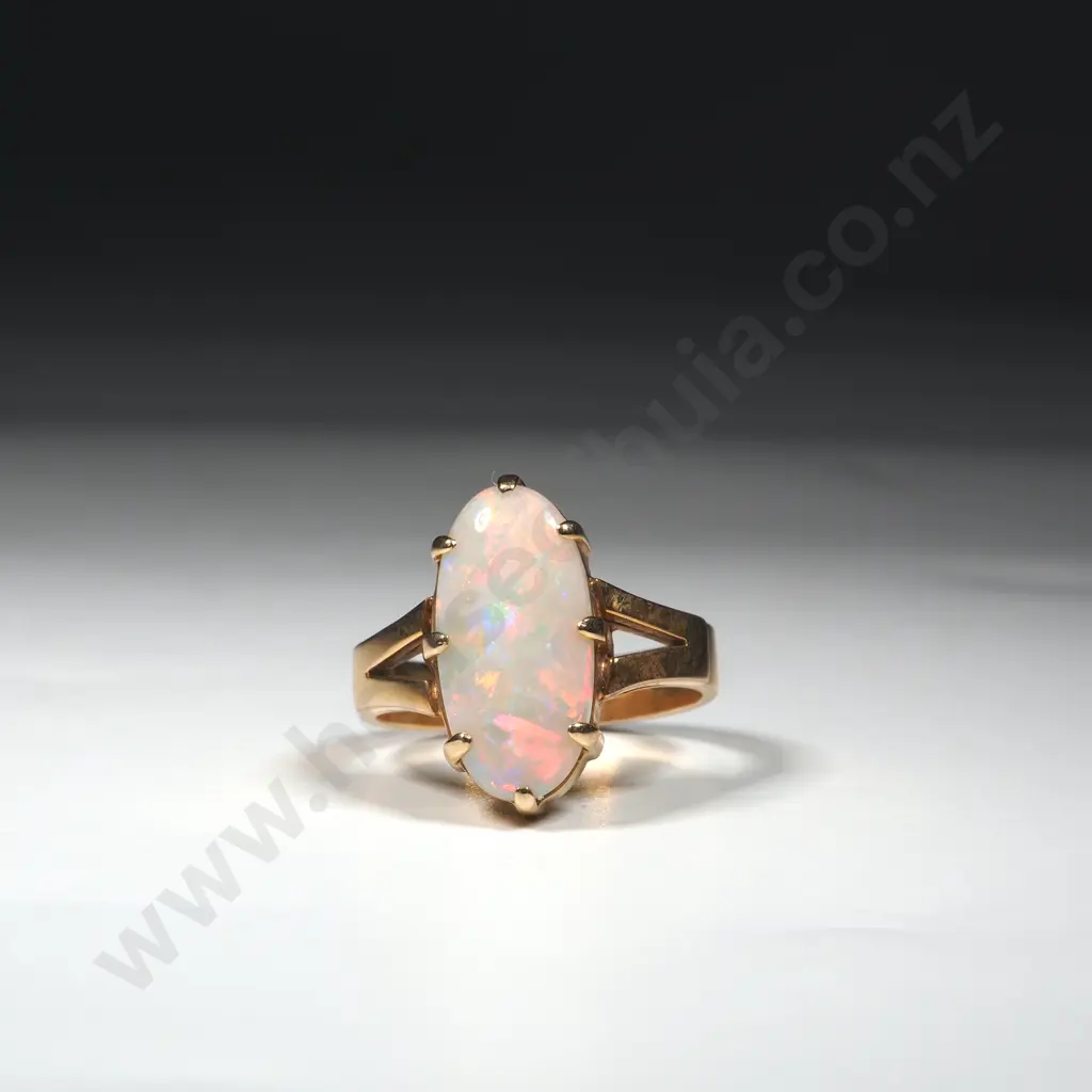 Exquisite Antique 9ct Gold Solid Opal Ring Image 1++