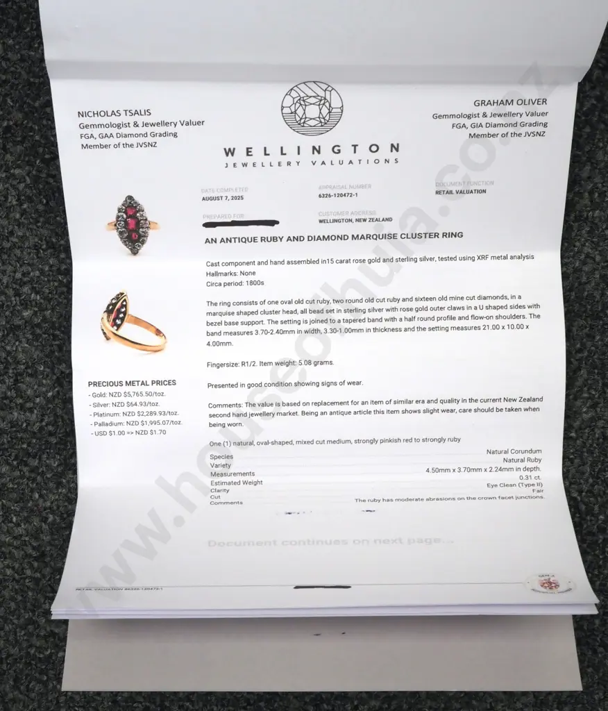 Antique 15ct Rose Gold Ruby & Diamond Oval Cluster Ring Valued at $8,500.00 Image 1++