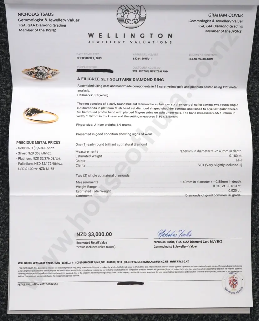 Filigree 18ct Gold Diamond Solitaire Ring Valued at $3,000.00 Image 1++