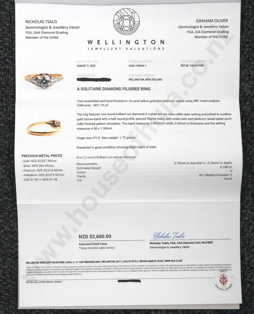 18ct Gold Diamond Solitaire Ring Valued at $2,600.00 Image 1++