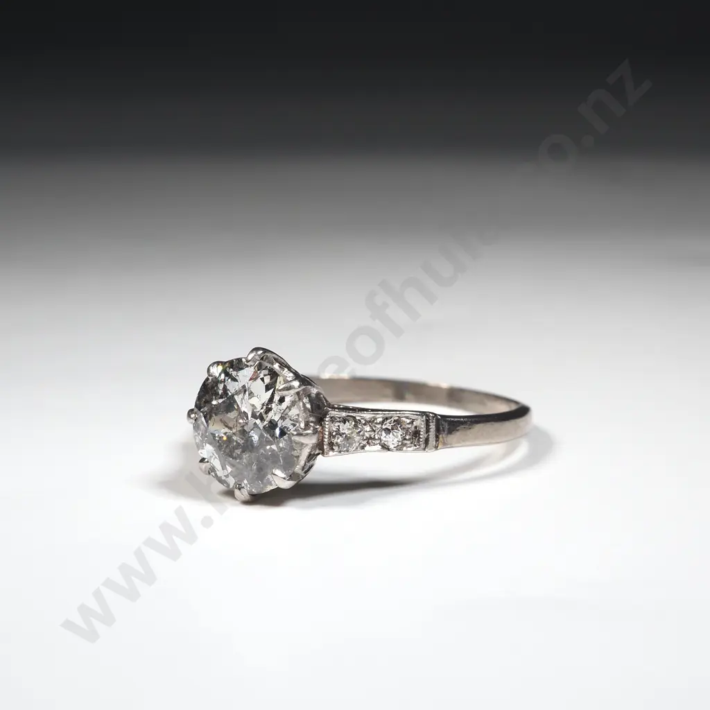 Stunning Antique Platinum Solitaire 1.31 Carat Diamond Ring Valued at $9,500.00 Image 1++