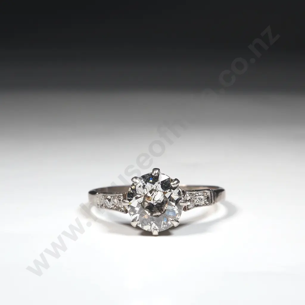 Stunning Antique Platinum Solitaire 1.31 Carat Diamond Ring Valued at $9,500.00 Image 1++