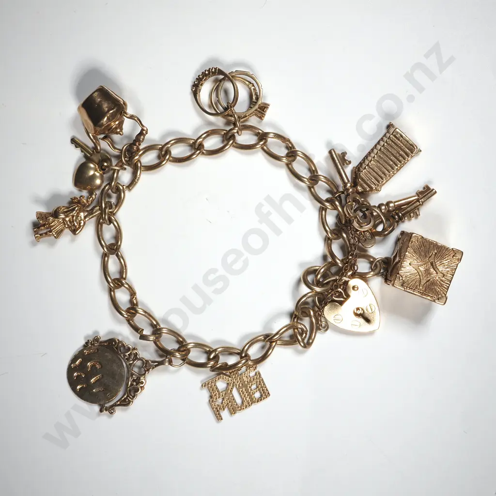 9ct Gold Charm Bracelet Image 1++