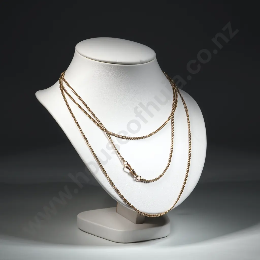 Edwardian 9ct Gold Curb Link  Muff Chain Image 1++