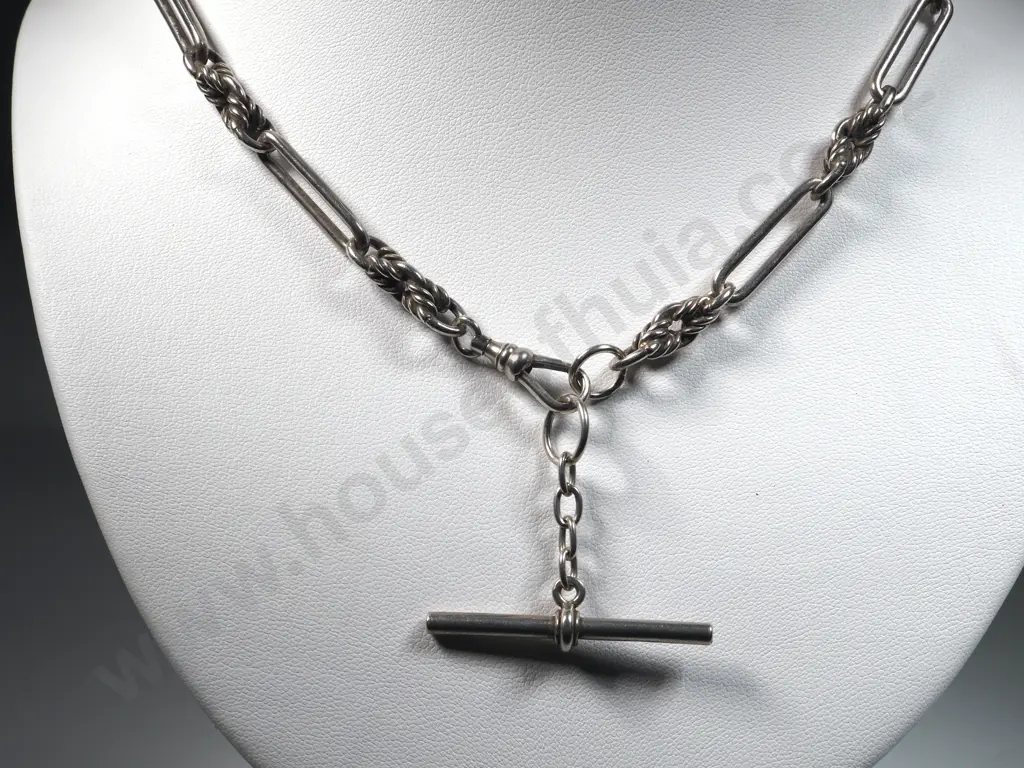 Fancy Sterling Silver Albert Link Fob Chain Image 1++