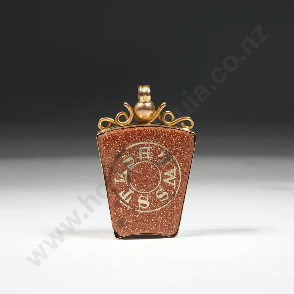9ct Gold Goldstone Masonic Pendant Image 1++
