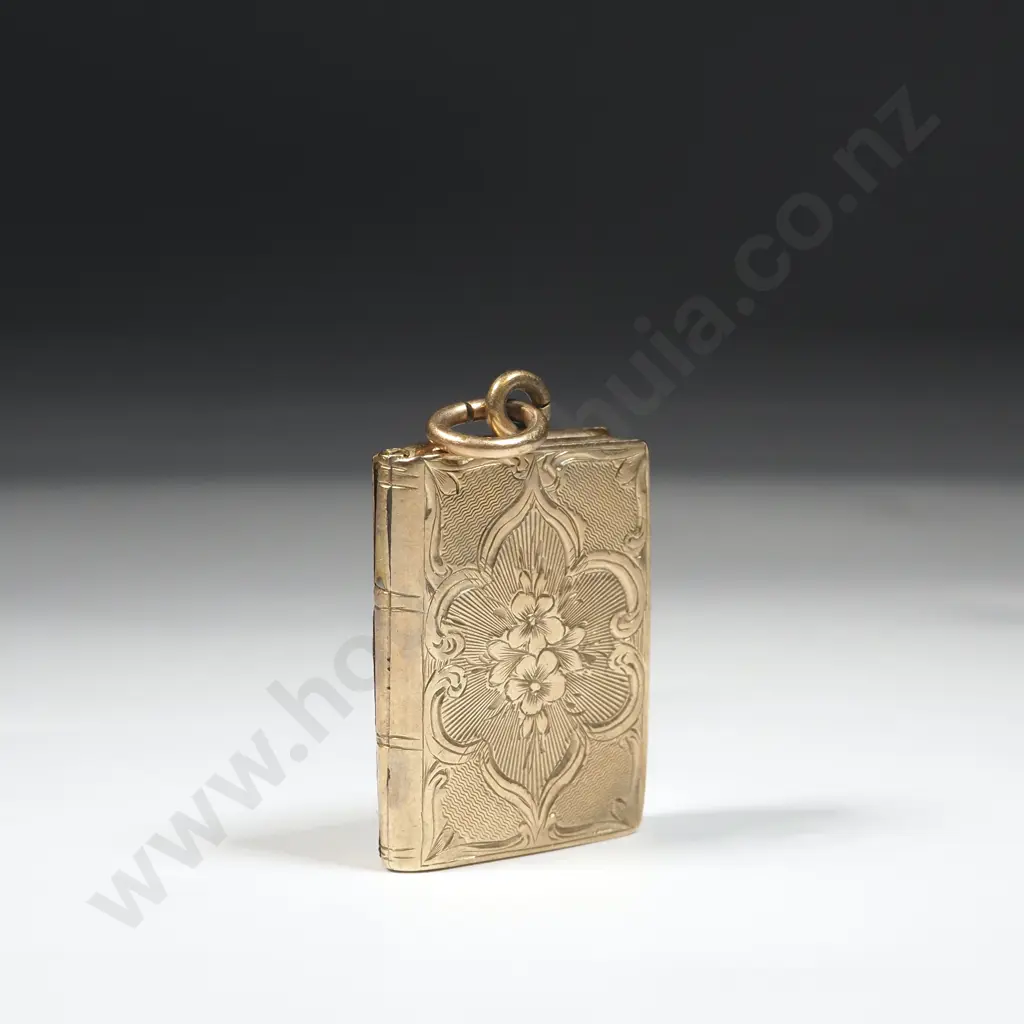 Antique 9ct Gold Book Pendant Locket - Opening Image 1++