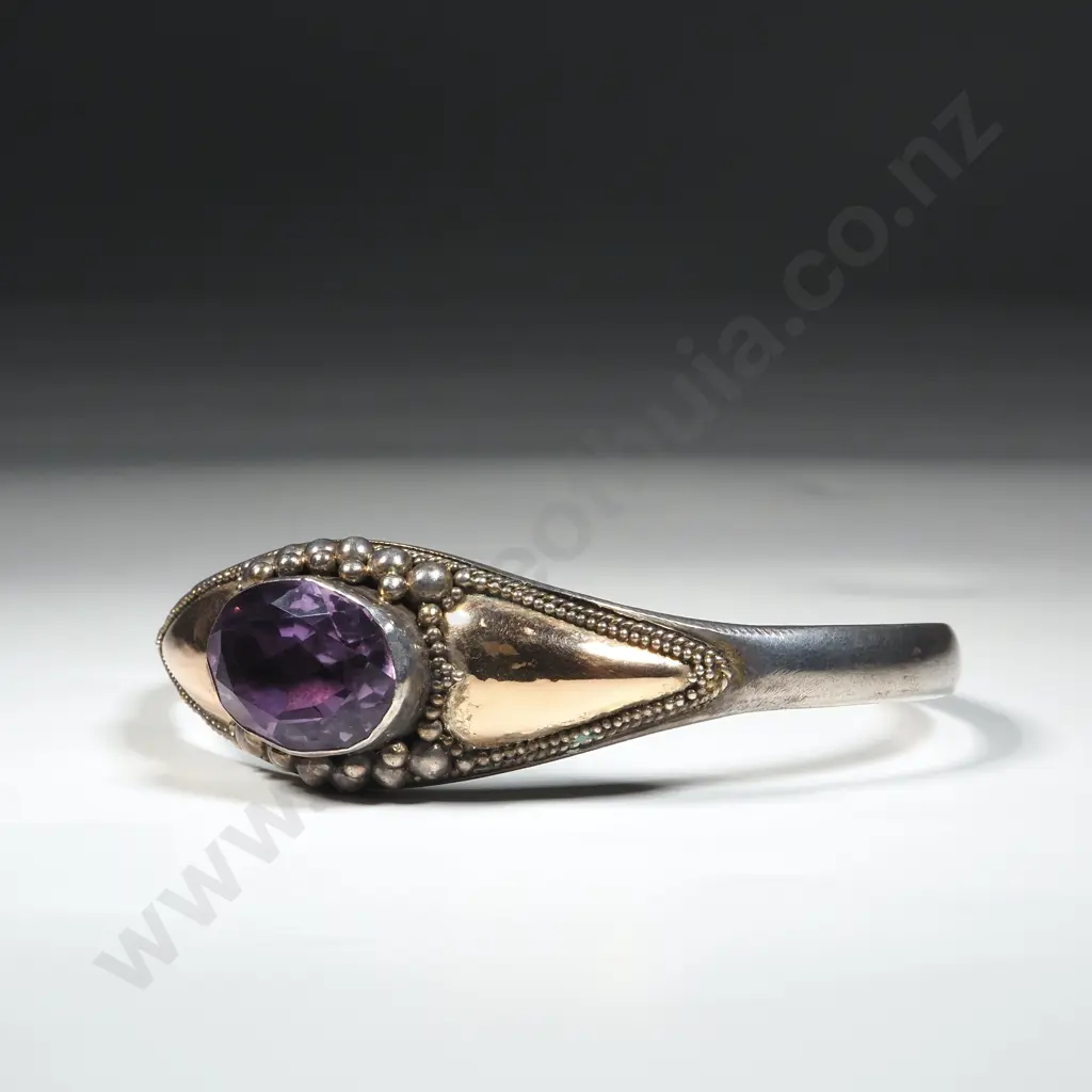 Vintage Sterling Silver & Amethyst Bracelet Image 1++