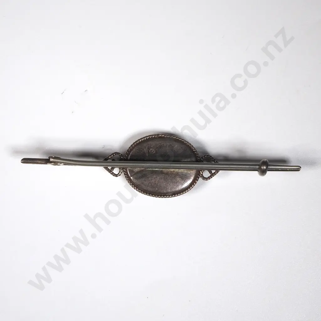 Sterling Silver & Purple Enamel Brooch w Rope Filigree Image 1++