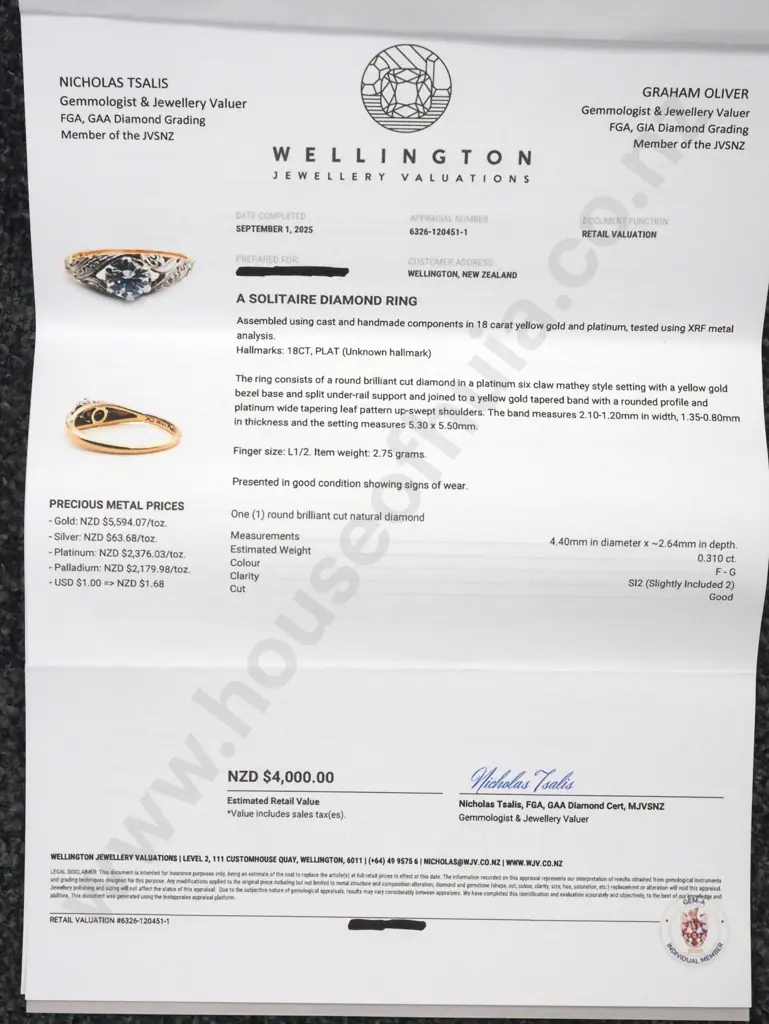 18ct Gold Diamond Solitaire Ring Valued at $4,000.00 Image 1++