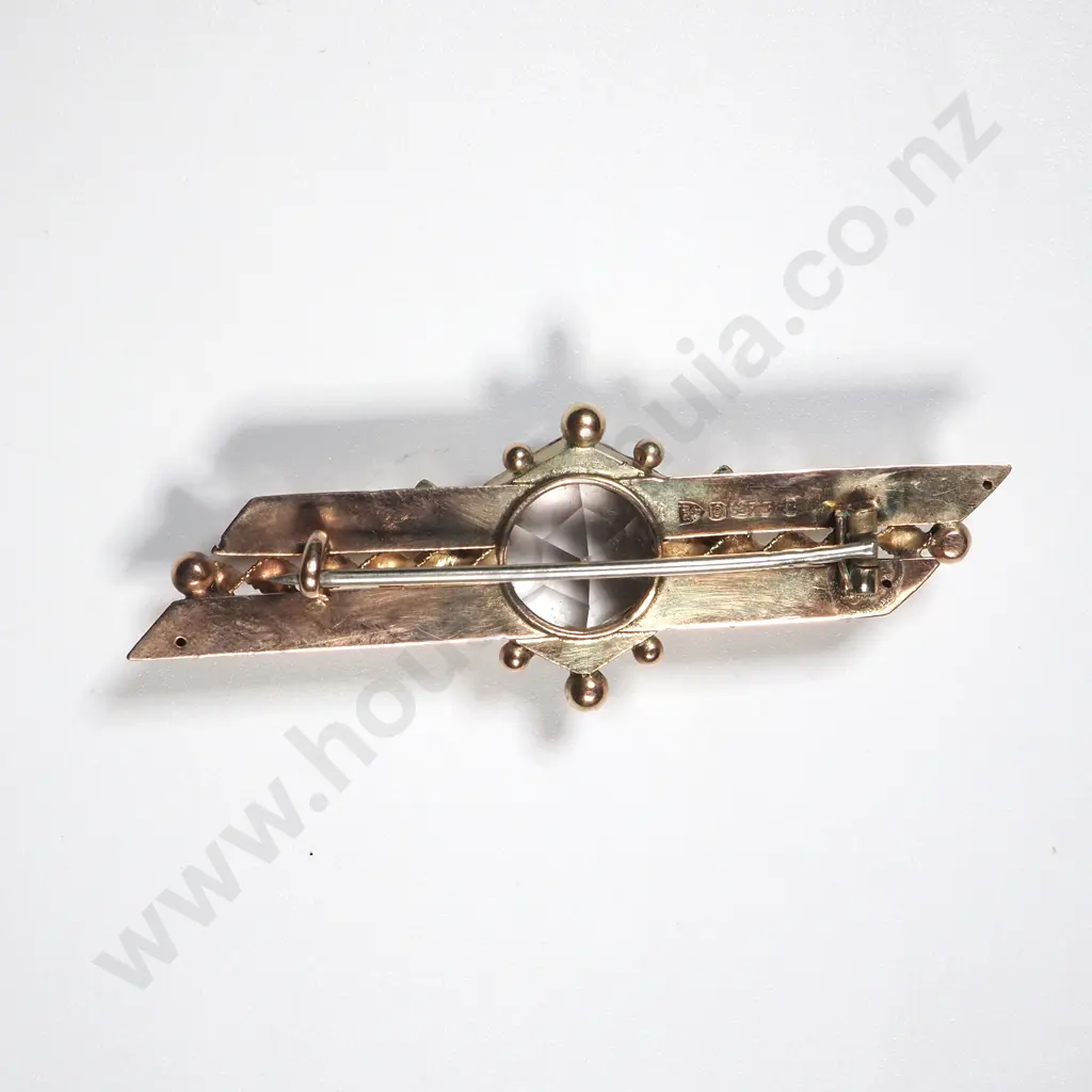 9ct Gold Amethyst Brooch w English Hallmarks Image 1++