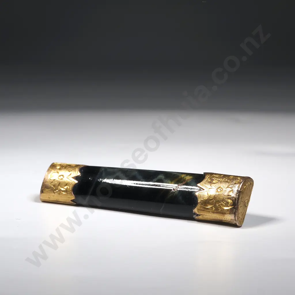 Colonial 9ct Gold Dark Tigers Eye Brooch - A/F Image 1++