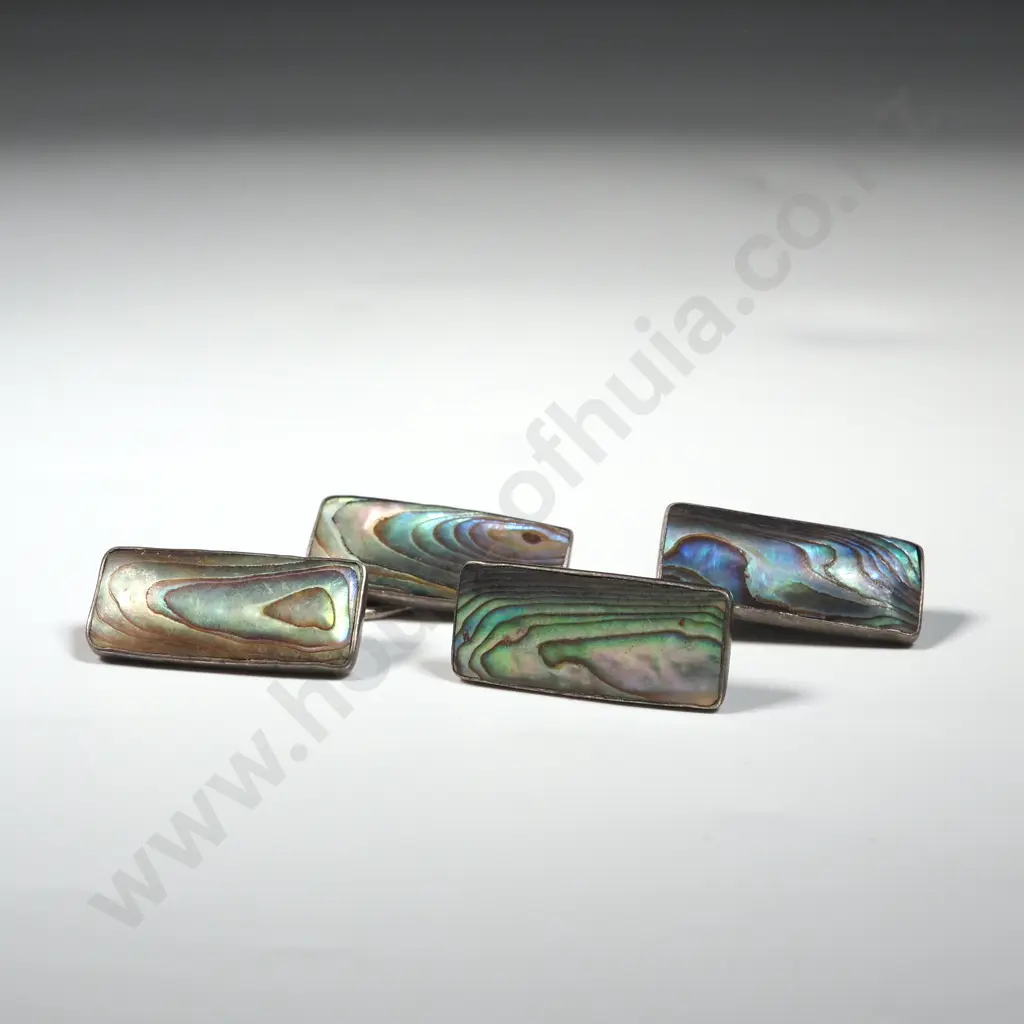 Pair of Sterling Silver & Paua Shell Cufflinks Image 1++