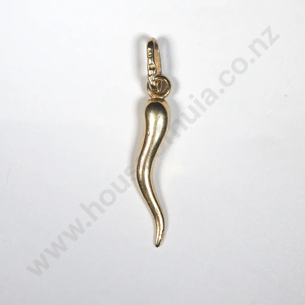 9ct Gold Cornicello Pendant Image 1++