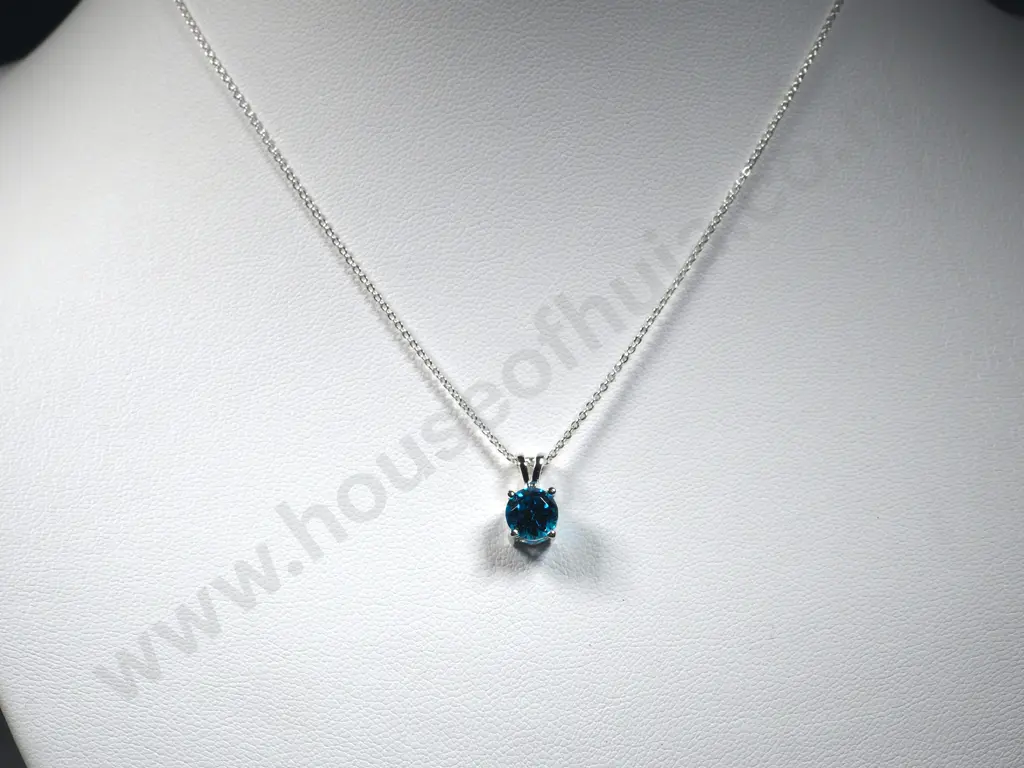 Sterling Silver & Blue Stone Necklace Image 1++