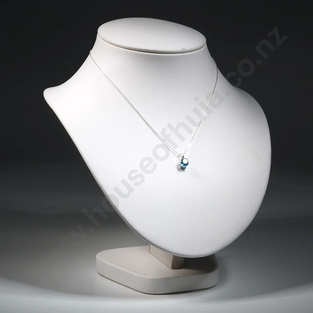Sterling Silver & Blue Stone Necklace Image 1++