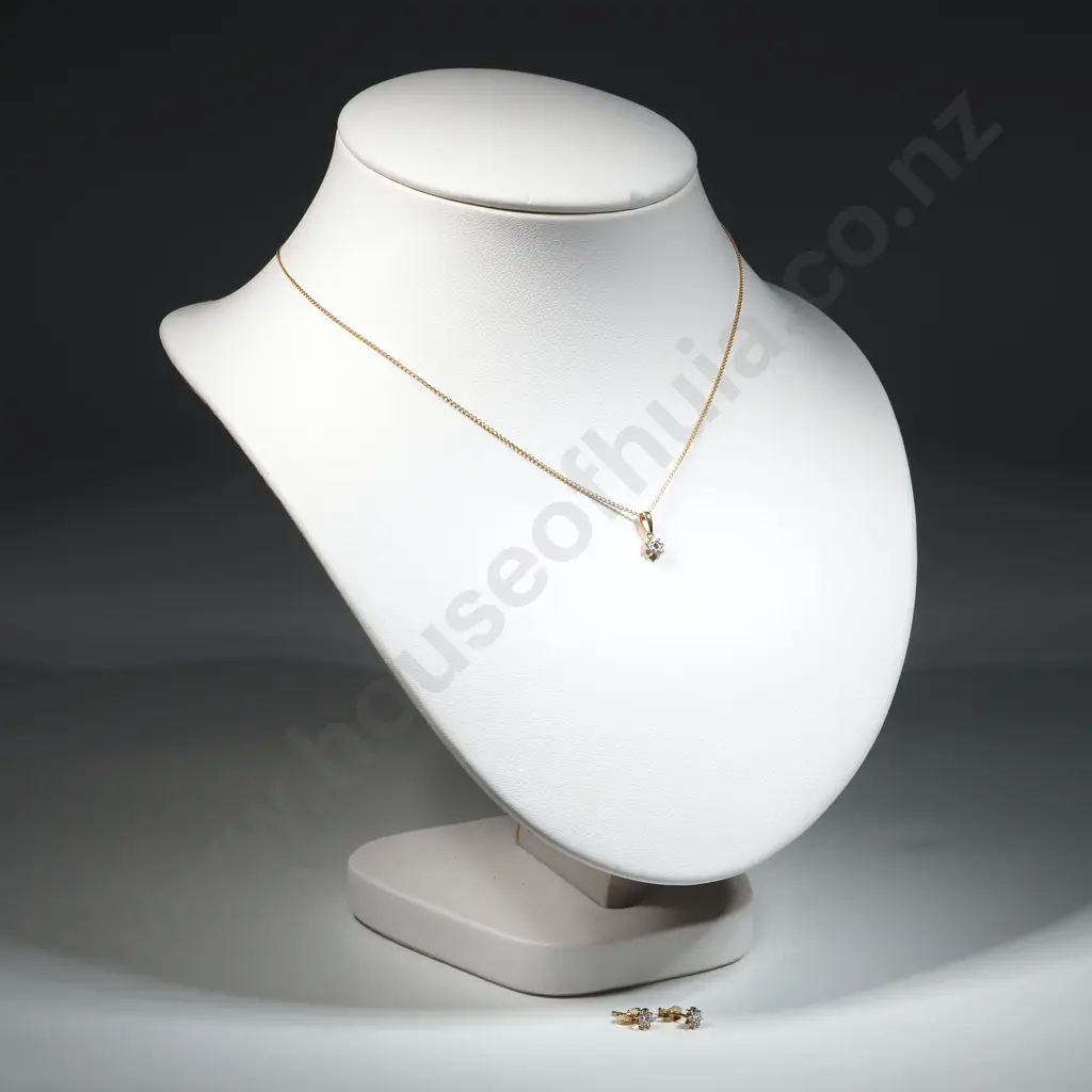 9ct Gold Diamond Cluster Pendant & Earring Set Image 1++