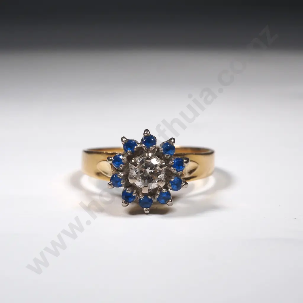 18ct Gold Diamond Ring & Sapphire Ring Image 1++