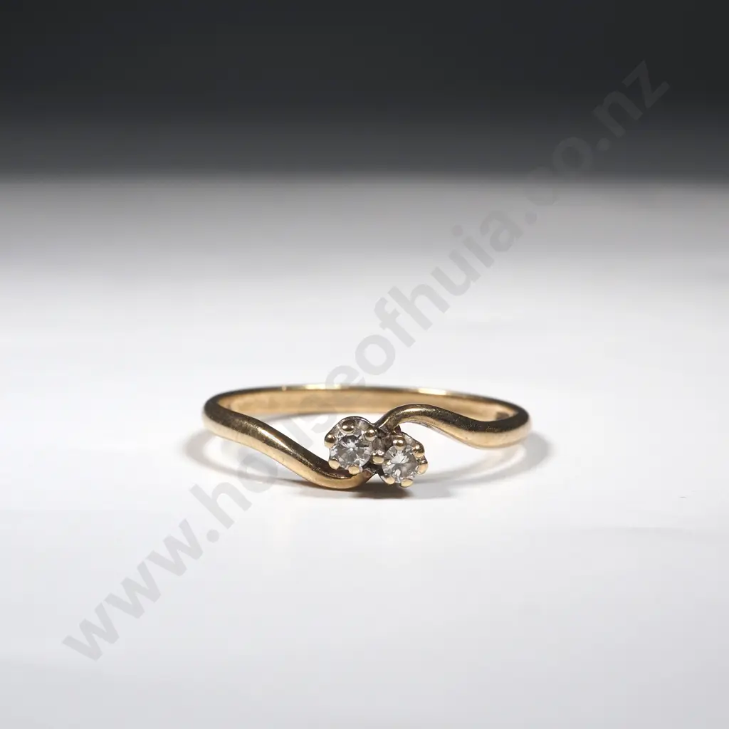 9ct Gold Two Diamond Ring Image 1++