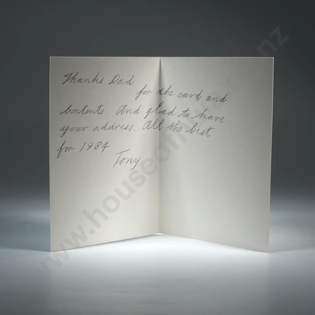 Tony Fomison. 1984. Signed Card to His Father. Image 1++