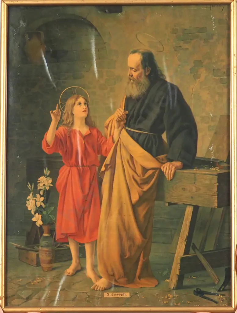 Father & Son - St Joseph & the Child Jesus. Vintage Reproduction Print. Image 1++
