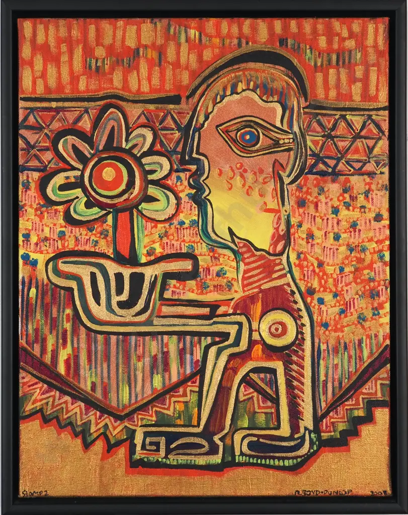 R. Boyd Dunlop. 2003. Head & Flower. Acrylic On Canvas. Image 1++