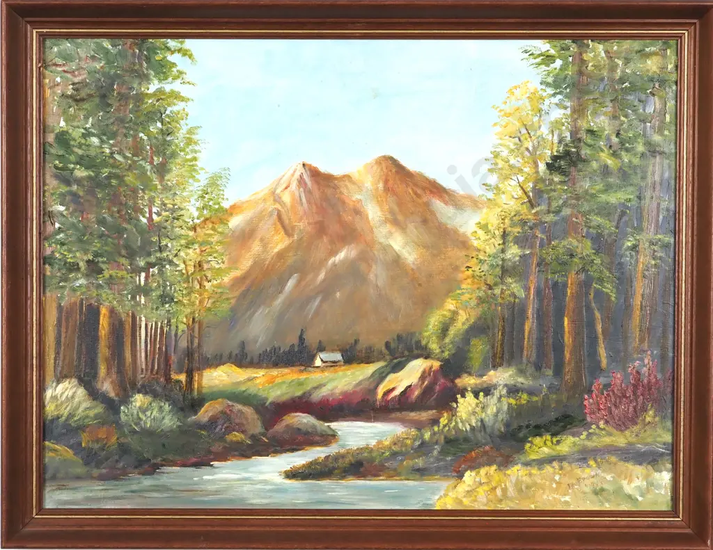 L. A. Brown. 1989. Cottage In The Mountains. Oil On Board. Image 1++