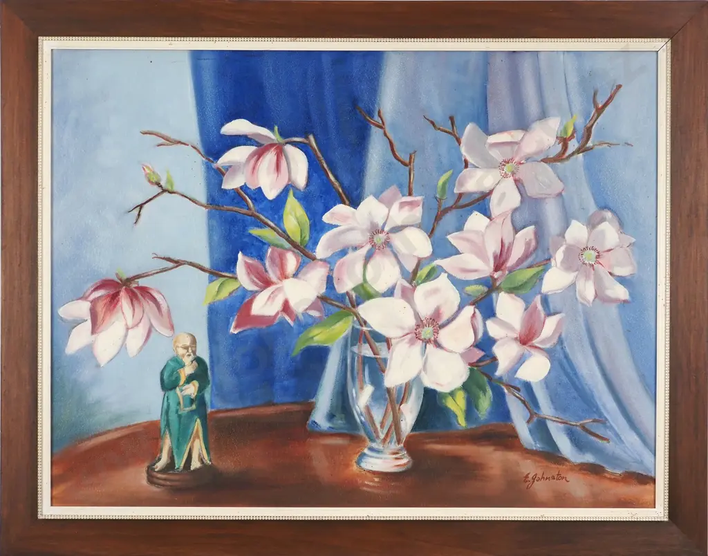 E. Johnston. A Colourful Tabletop Display. Acrylic or Oil on Board. Image 1++