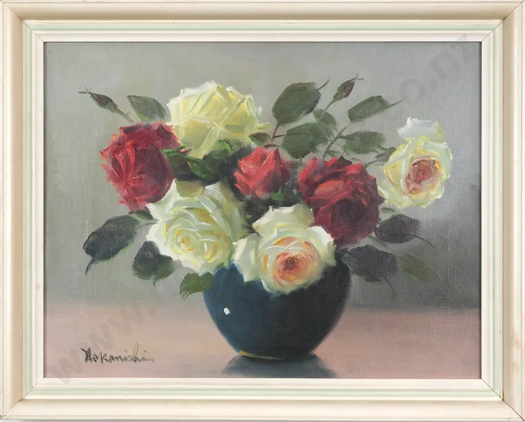 Nakanishi. Still Life - Roses. Oil on Canvas. Image 1++