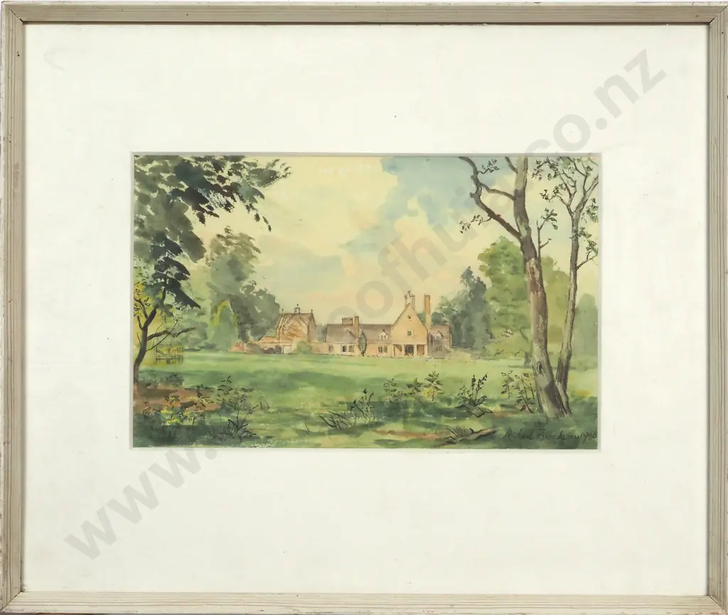 Michael Brockway. 1980.  Stately Home. Watercolour. Image 1++