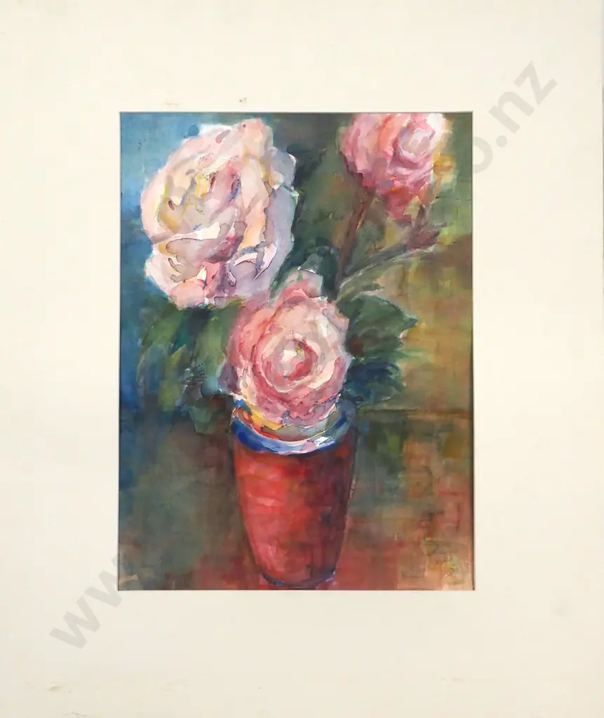 A. Norbach (Possibly). 1965. Still Life With Roses. Watercolour. Image 1++