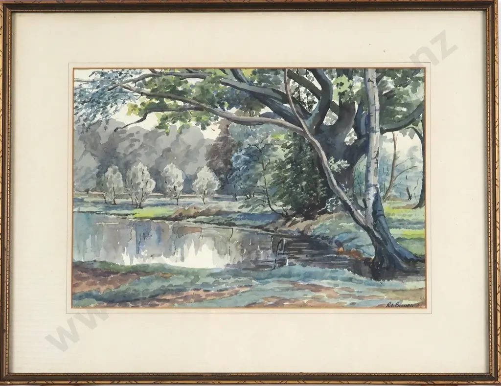 R.L. Bowen. Lakeside. Watercolour. Image 1++