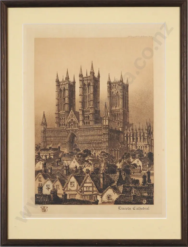 Charles Bird. "Lincoln Cathedral'. Etching. Image 1++