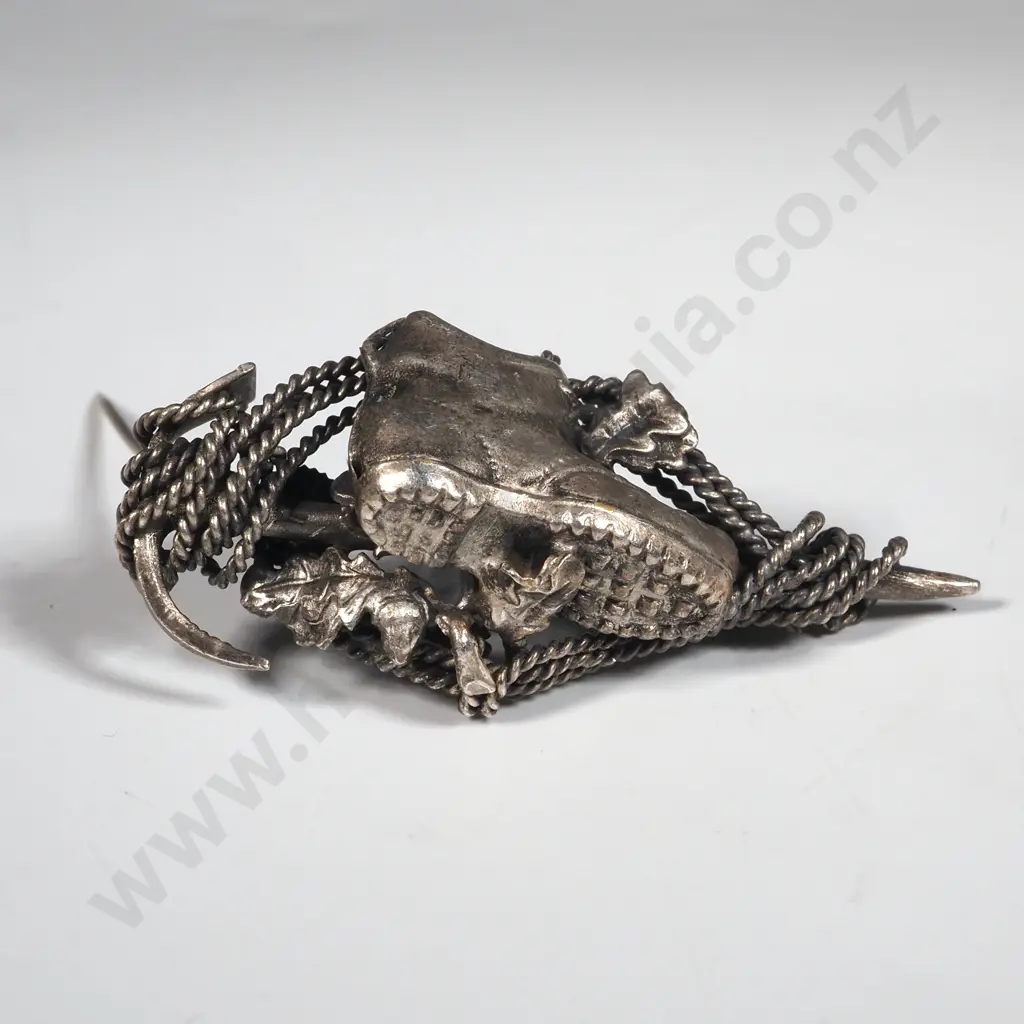Sterling Silver Mountaineering Brooch w Boot & Ice Axe & Rope Image 1++