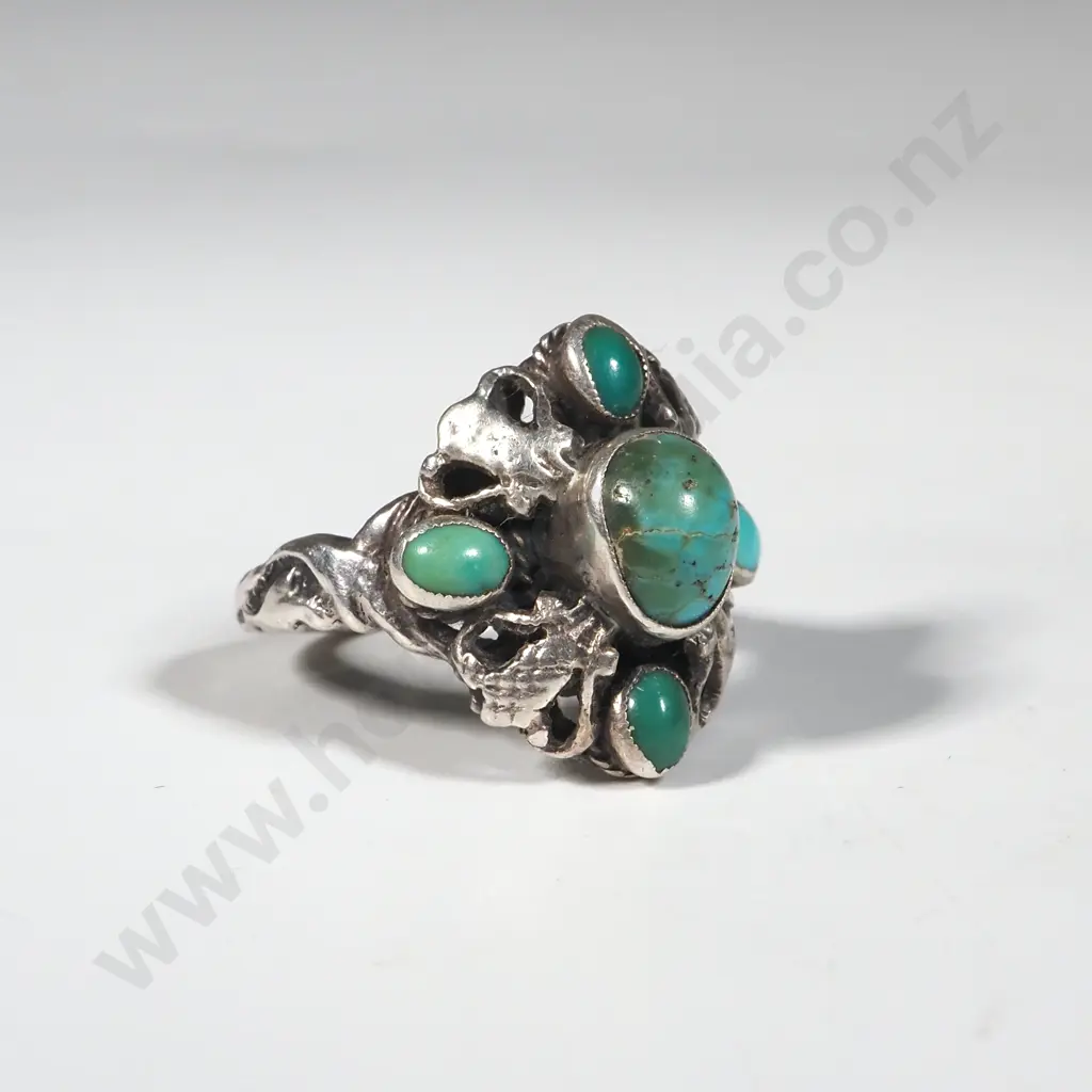 Fancy Sterling Silver & Turquoise Ring Image 1++