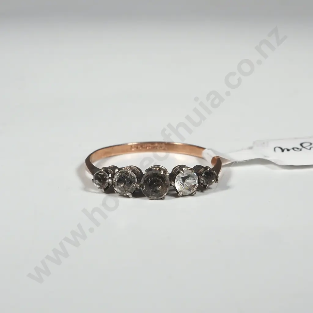 Antique 9ct Gold & Sterling Silver Paste Ring Image 1++