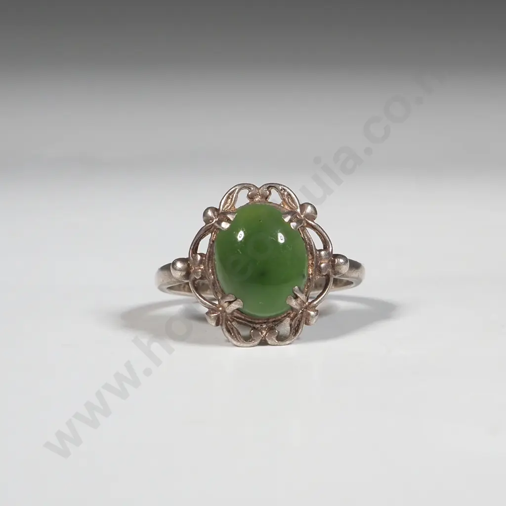 Sterling Silver &  Greenstone Ring Image 1++